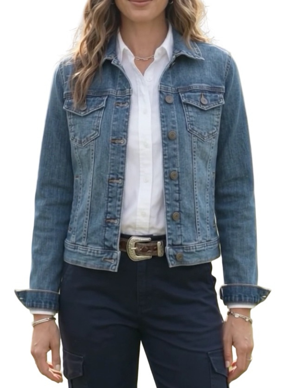 Old Navy Women’s Light Wash Denim Jacket Small w/ Cinch Tabs Classic Fit Vintage